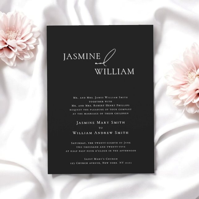 Elegant Black and White modern Wedding Invitation (when traditional text meets modern design by willows weddings)