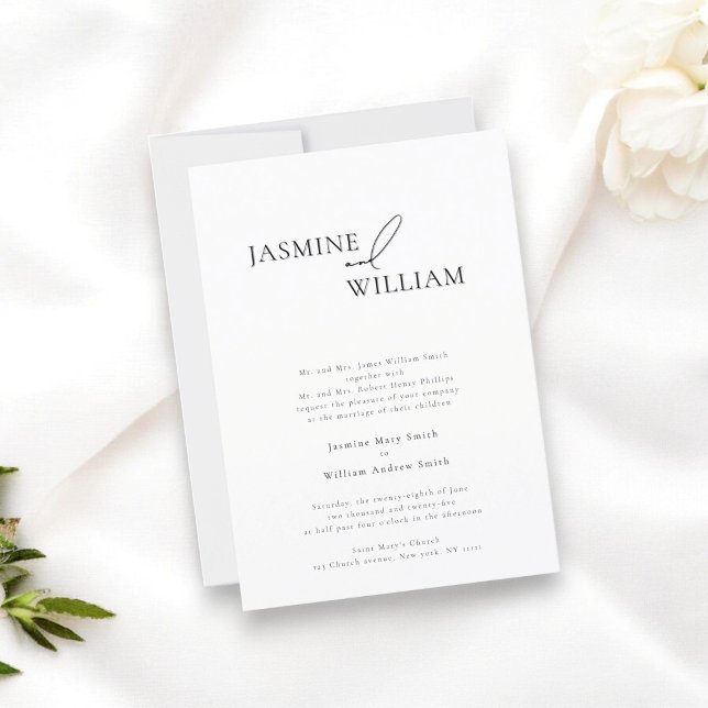 Elegant Black and White modern Wedding Invitation (a wedding invitation where formal traditional meets modern design. )
