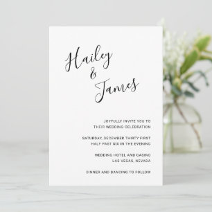 Elegant Black and White Modern Wedding Invitation