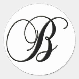 Elegant Black and White Monogram - B - Customised Classic Round Sticker