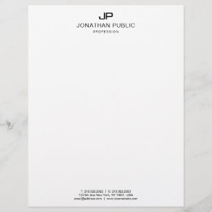 Elegant Black And White Monogram Basic Template Custom Letterhead