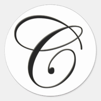 Elegant Black and White Monogram C Classic Round Sticker