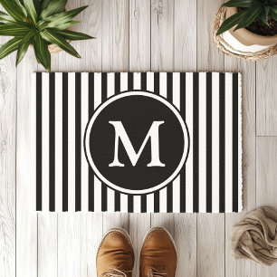 Elegant Black And White Monogram Doormat
