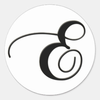Elegant Black and White Monogram E Classic Round Sticker
