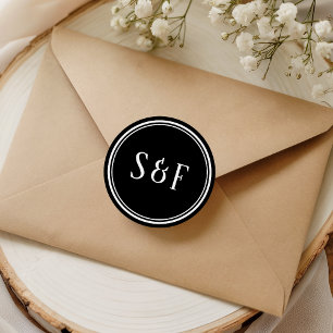 Elegant Black and White Monogram Envelope Seal