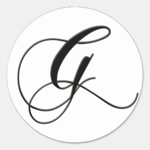 Elegant Black and White Monogram G Classic Round Sticker