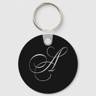 Elegant black and white monogram - initial A Key Ring