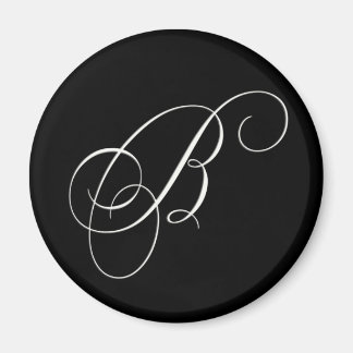 Elegant black and white monogram - initial B Magnet