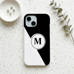 Elegant Black and White Monogram iPhone Case