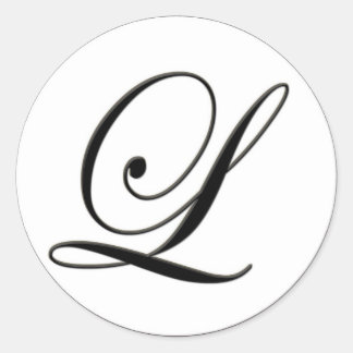 Elegant Black and White Monogram L Classic Round Sticker