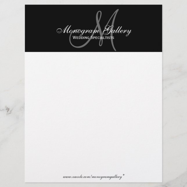 Elegant Black and White Monogram Letterhead (Front)