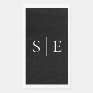Elegant Black And White Monogram Minimalist  Napkin