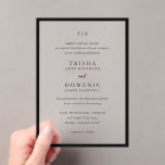 Elegant Black and White Monogram Modern Wedding Acrylic Invitations<br><div class="desc">Modern wedding invitations featuring a clean design with serif and script fonts.</div>