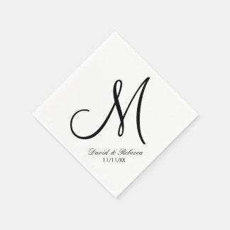 Elegant Black and White Monogram Napkin