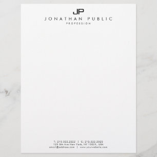 Elegant Black And White Monogram Simple Template Custom Letterhead
