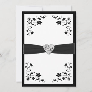 Elegant Black and White Monogrammed Invitation