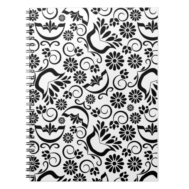 Elegant black and white  Notebook (Front)