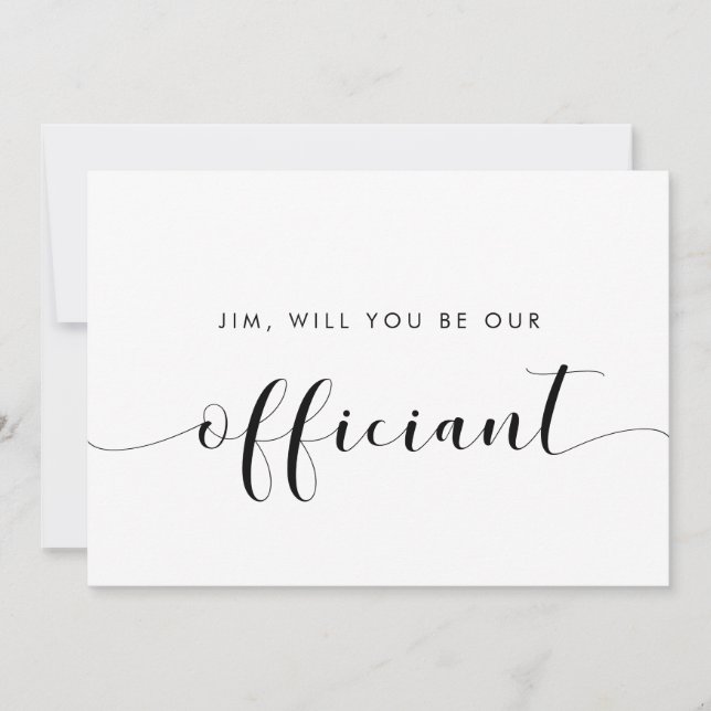 Elegant Black and White Officiant Proposal card (Front)