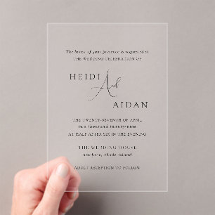 Elegant Black and White Old Money Wedding Acrylic Invitations