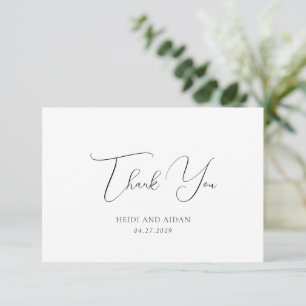 Elegant Black and White Old Money Wedding Thank You Card