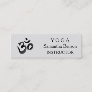 Elegant Black and White OM Symbol Yoga Instructor Mini Business Card