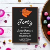 Elegant Black And White Orange Fall 40th Birthday
