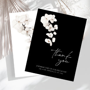 Elegant Black and White Orchid Wedding Thank You Card