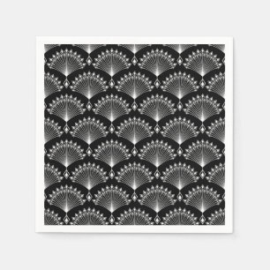 Elegant black and white ornament in art Deco style Napkin