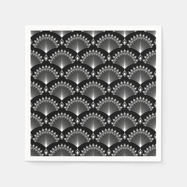 Elegant black and white ornament in art Deco style Napkin (Front)