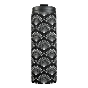 Elegant black and white ornament in art Deco style Thermal Tumbler