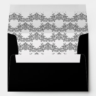 Elegant Black and White Ornate Wedding Envelope