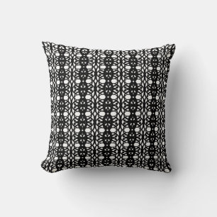 Elegant Black and White Oval Geometric Pattern Cushion