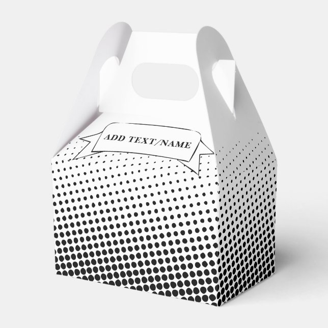Elegant Black and White Pattern Custom Name Favour Box (Front Side)