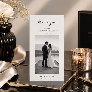 Elegant Black and White Personalised Wedding Thank You Card