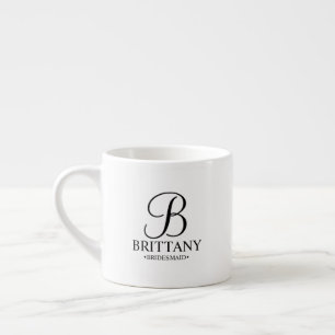 Elegant Black and White Personalized Bridesmaid Espresso Cup