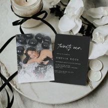 Elegant Black and White Photo 21st Birthday