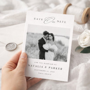 Elegant Black and White Photo Budget Save The Date