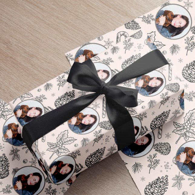 Elegant Black and White Photo Christmas  Wrapping Paper (Creator Uploaded)