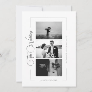 Elegant Black and White Photo Collage Wedding Invitation