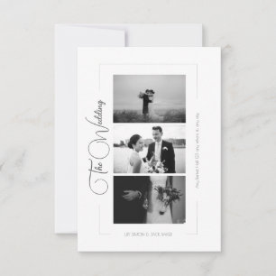 Elegant Black and White Photo Collage Wedding RSVP Card