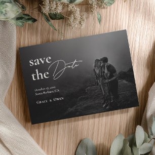 Elegant Black and White Photo Minimal Wedding Save The Date