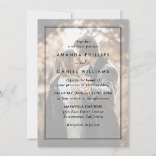 Elegant Black and White Photo Overlay Wedding Invitation