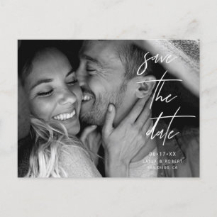 Elegant Black and White Photo Save the Date Announcement Postcard