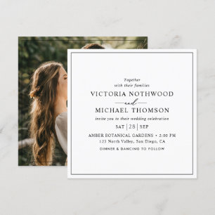 Elegant Black and White Photo Wedding Invitation