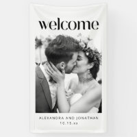 Elegant Black and White Photo Wedding Welcome