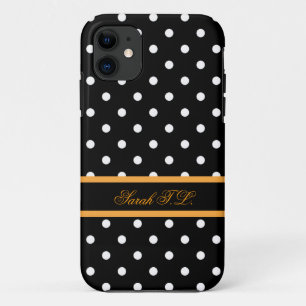 Elegant black and white polka dots iPhone 11 case
