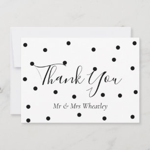 Elegant Black and White Polka Dots Thank You Card