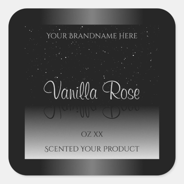 Elegant Black and White Product Label Soft Glitter (Front)