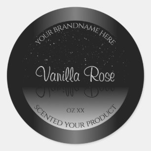 Elegant Black and White Product Label Soft Glitter