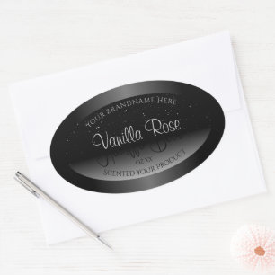 Elegant Black and White Product Label Soft Glitter